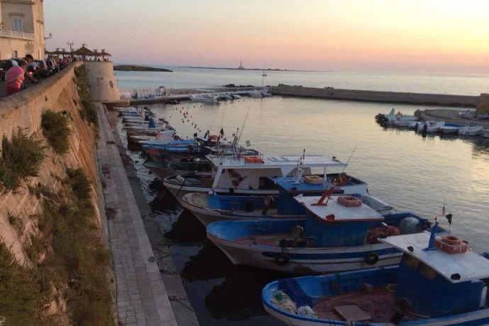 Beautiful view from the harbour in Puglia overlooking the sea