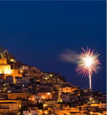 Fireworks at night in Sicily on Italian cooking holiday