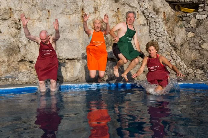 group of guests enjoying their cooking holiday