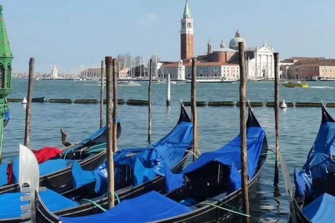 Gondolas and Canal in Venice