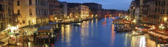 Venice water ways at night