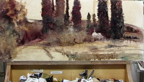 work in progress - Italian scene by Sue Smith