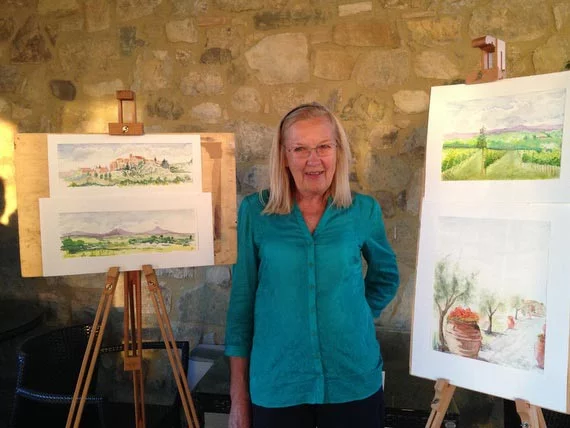 Flavours Holidays guest Vicky with paintings