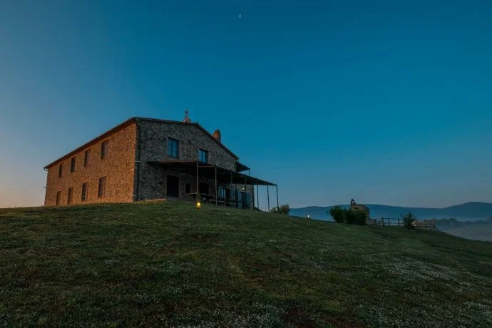 Isolated Italian house at dusk