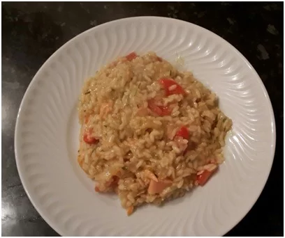 Risotto with smoked salmon, lemon and chives