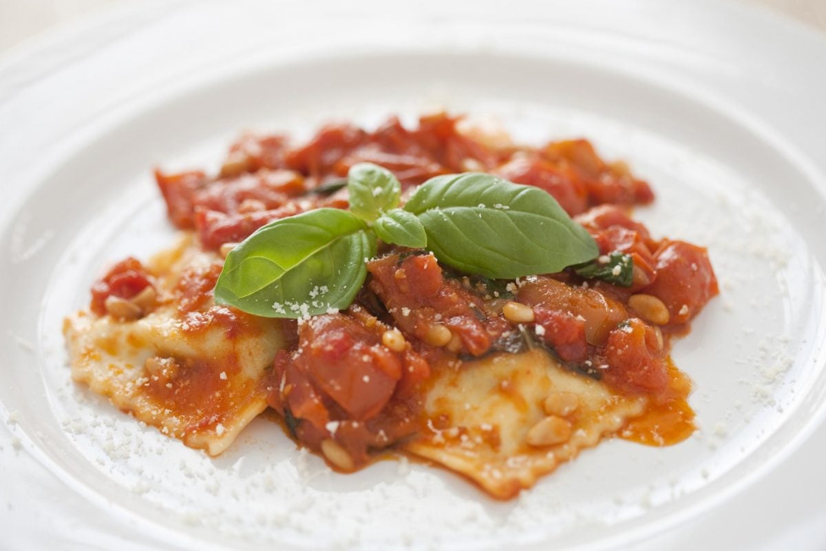 Ravioli in a tomato sauce