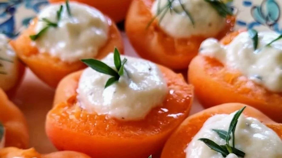 tasty stuffed apricots with cheese