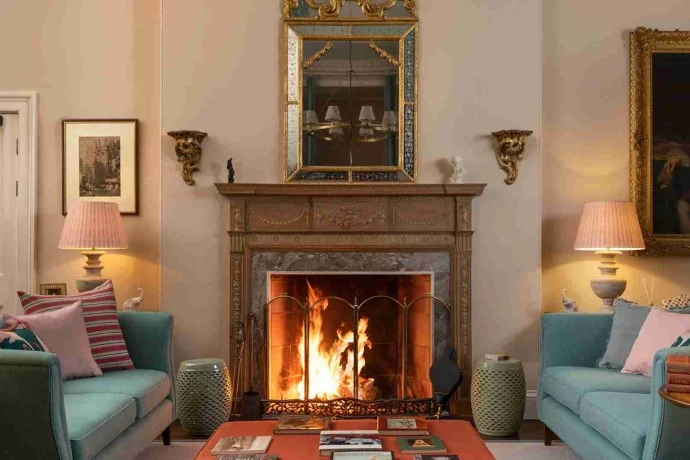 Dabton House lounge with roaring fire